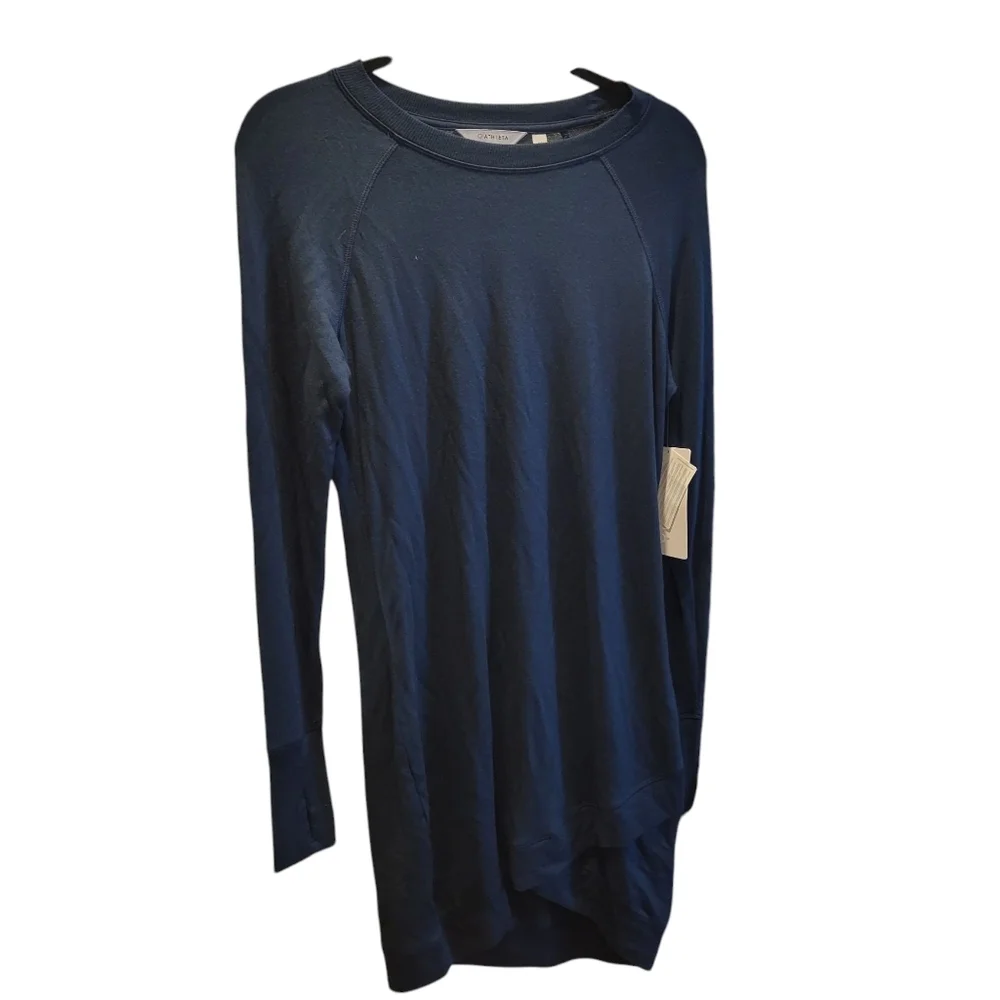 ATHLETA Criss Cross Sweatshirt Dress Navy Blue Size XS New!! - Picture 2 of 6